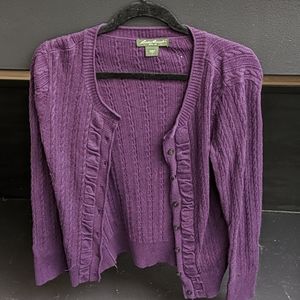 Purple Cable Knit Cardigan - Eddie Bauer